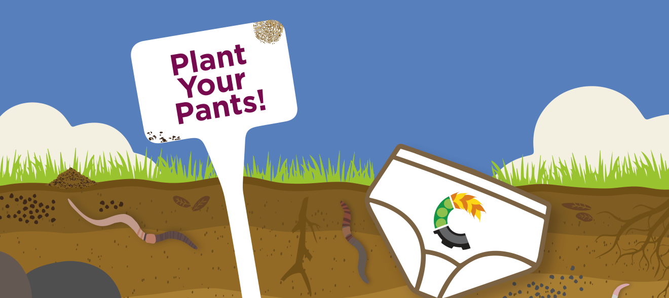 Graphic: buried pants with plant marker that reads 'plant your pants'