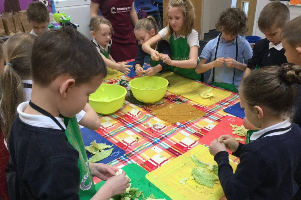 Children preparing food